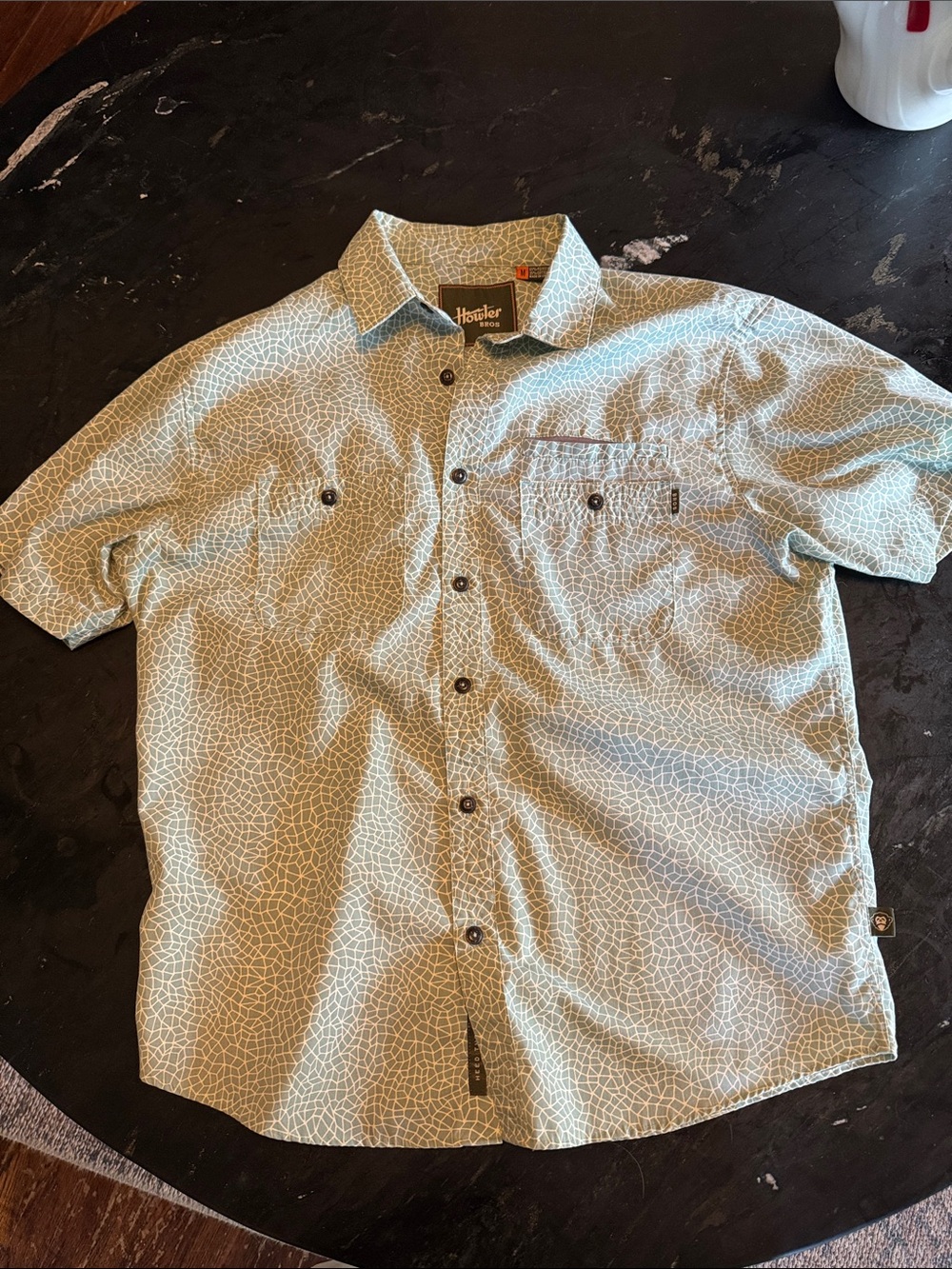 Howler Brothers Light Green Geometric Short-Sleeve Button-Up Shirt